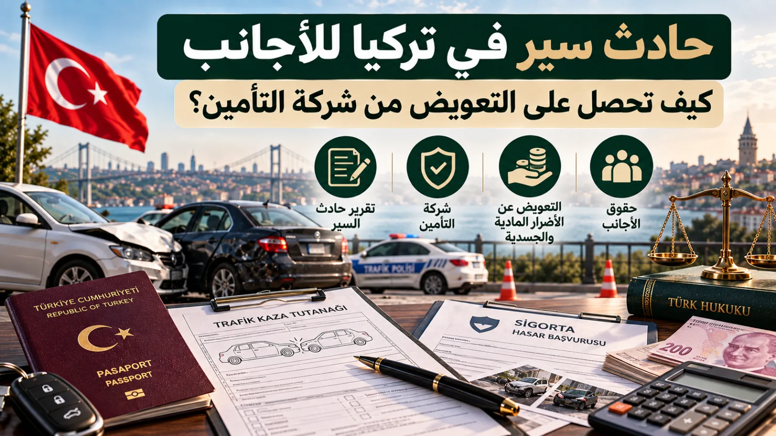 حادث سير في تركيا للأجانب: كيف تحصل على التعويض من شركة التأمين؟