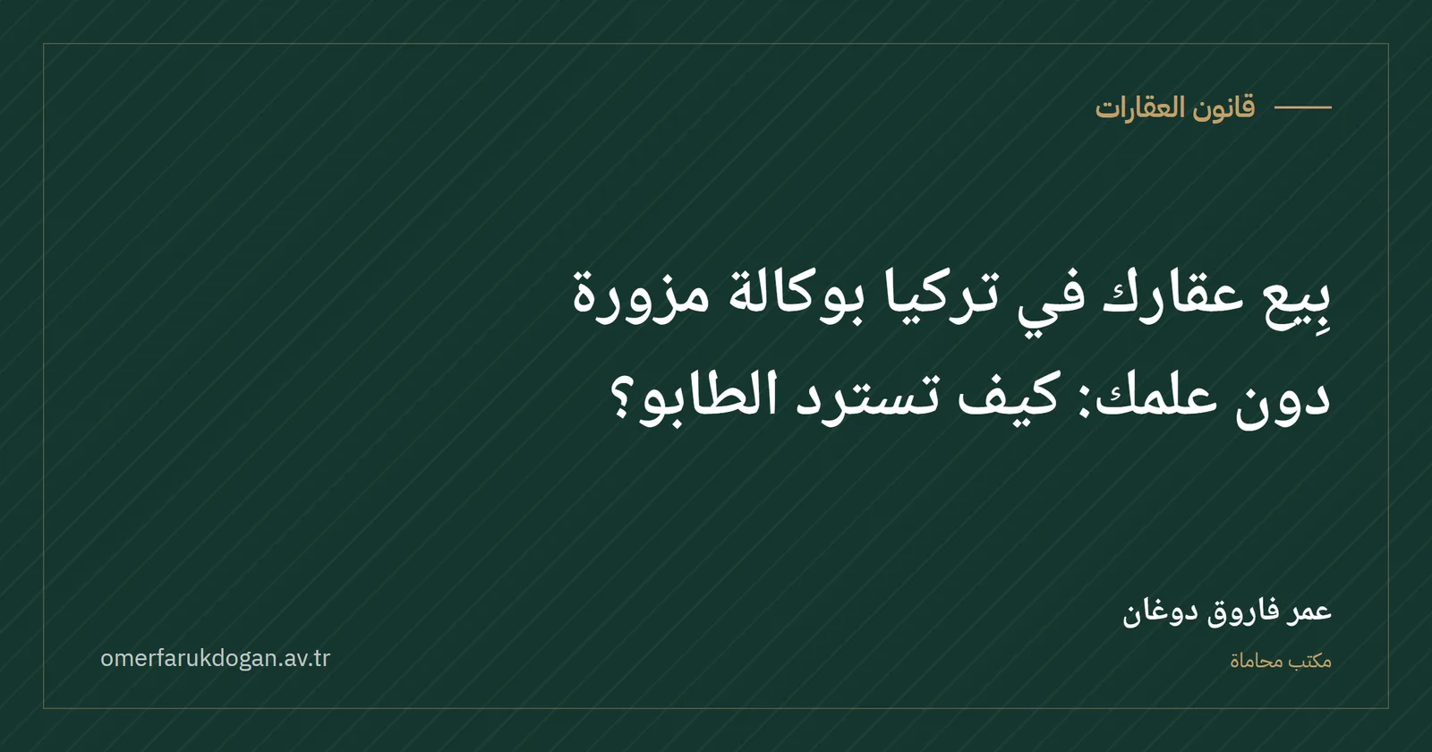 بِيع عقارك في تركيا بوكالة مزورة دون علمك: كيف تسترد الطابو؟ - قانون العقارات صورة غلاف الدليل