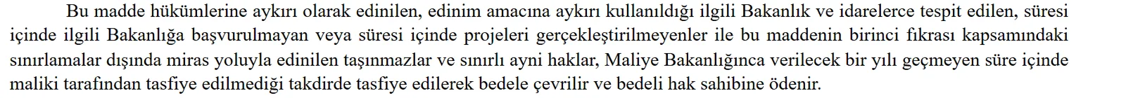 Turkish Land Registry Law Article 35: property inherited by foreigners outside the legal limits must be liquidated within one year