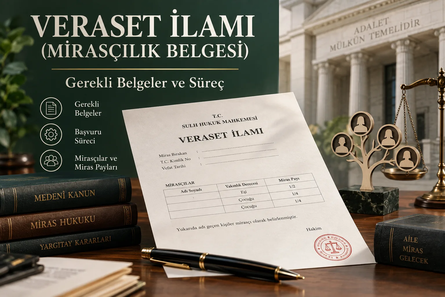 Veraset ilamı ve mirasçılık belgesi sürecini anlatan kapak görseli